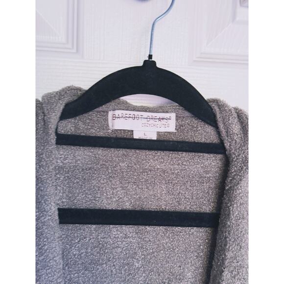 Barefoot Dreams CozyChic Lite Hooded Long Resort Cardigan Taupe Large Lounge - Picture 4 of 8